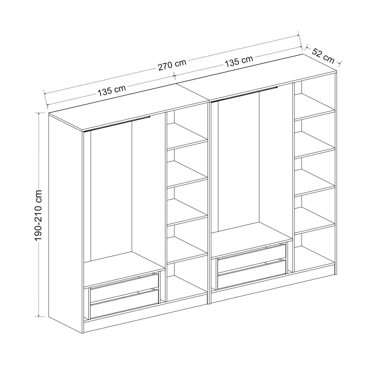 Dulap Hanah Home, PAL melaminat, 270 x 52 x 190 cm, dore, 506MNR2750 — imaginea 2
