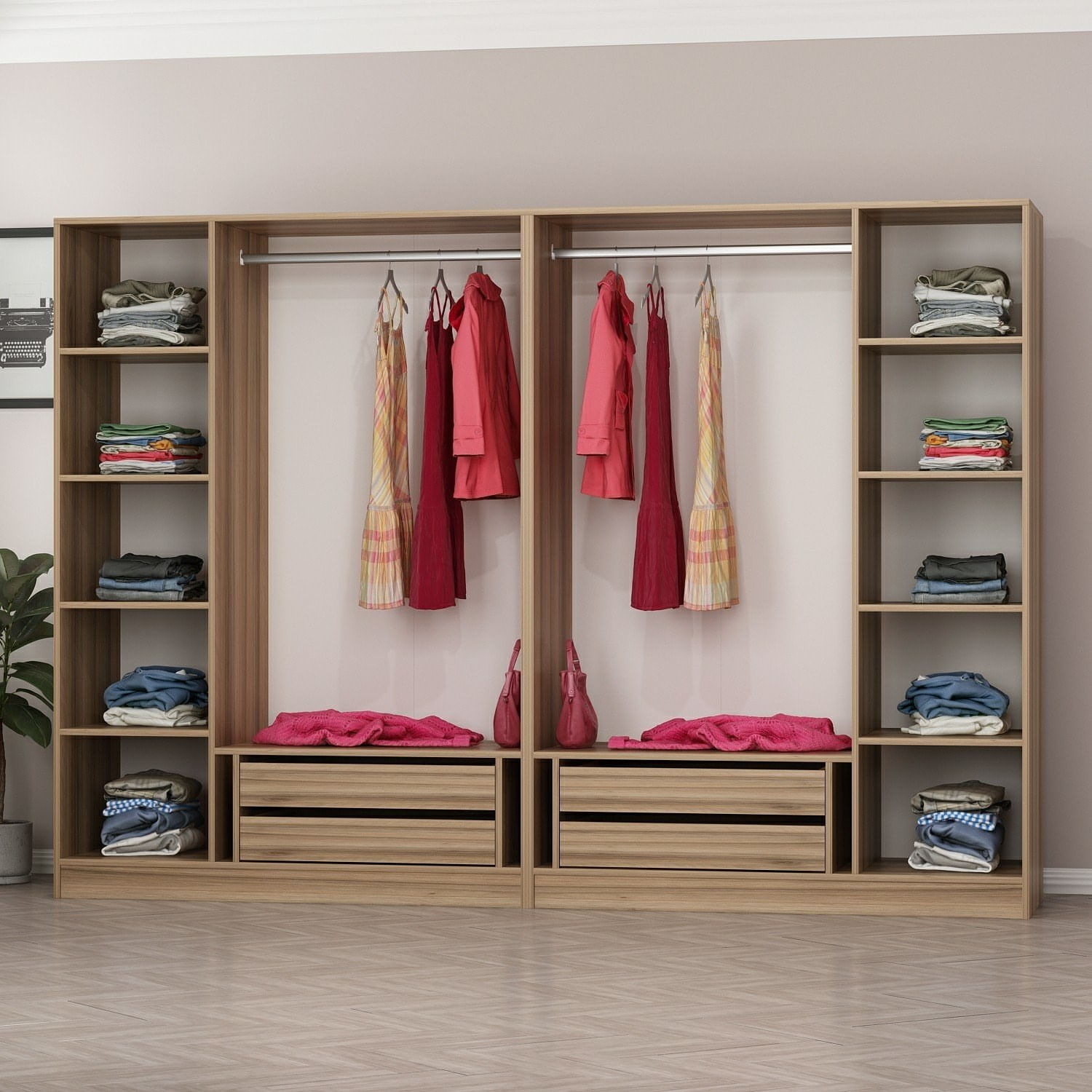 Dulap Hanah Home, PAL melaminat, 270 x 52 x 190 cm, dore, 506MNR2750 — imaginea 4