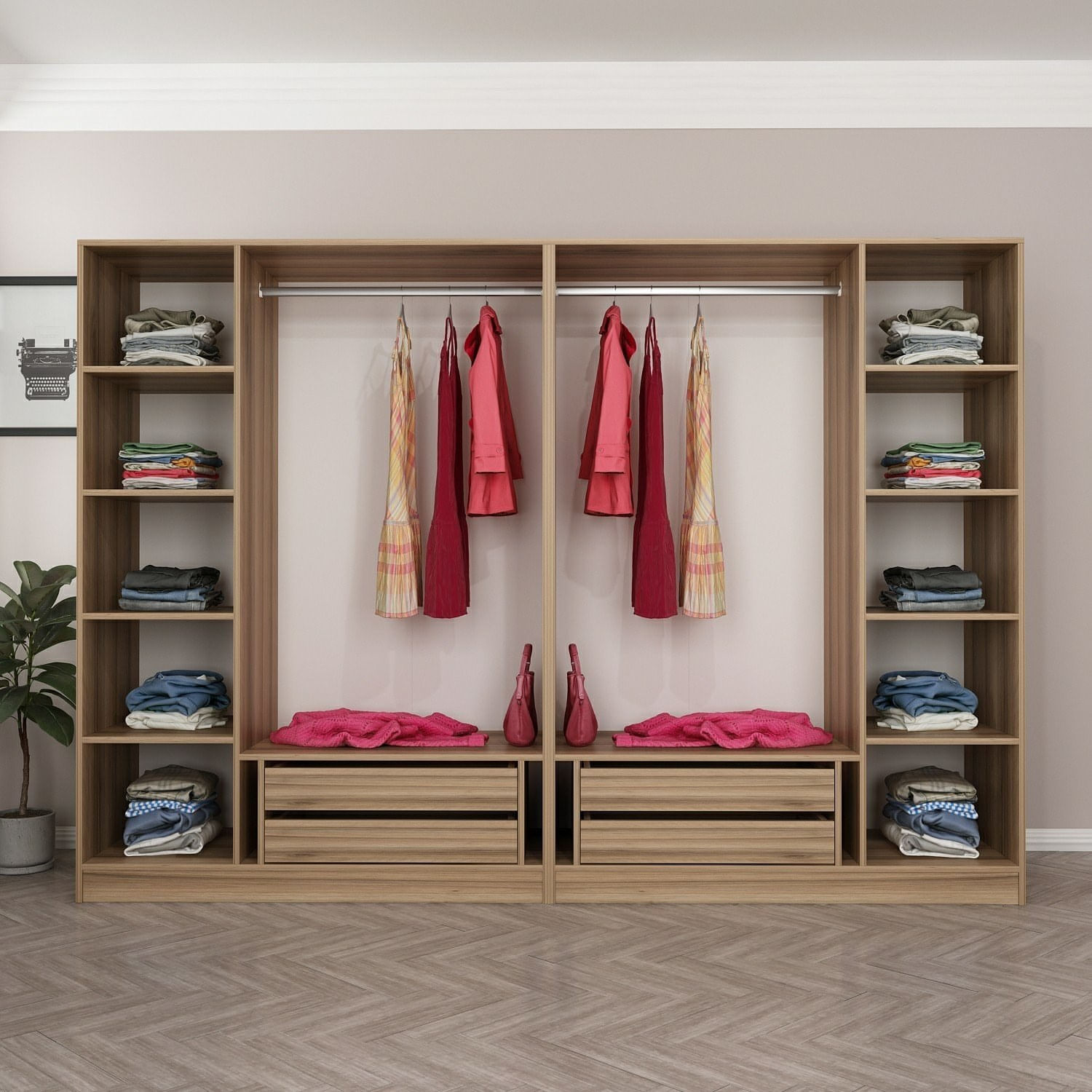 Dulap Hanah Home, PAL melaminat, 270 x 52 x 190 cm, dore, 506MNR2750 — imaginea 6