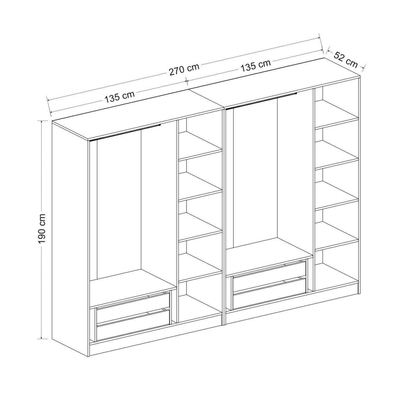 Dulap Hanah Home, PAL melaminat, 270 x 52 x 210 cm, antracit, 506MNR2508 — imaginea 3