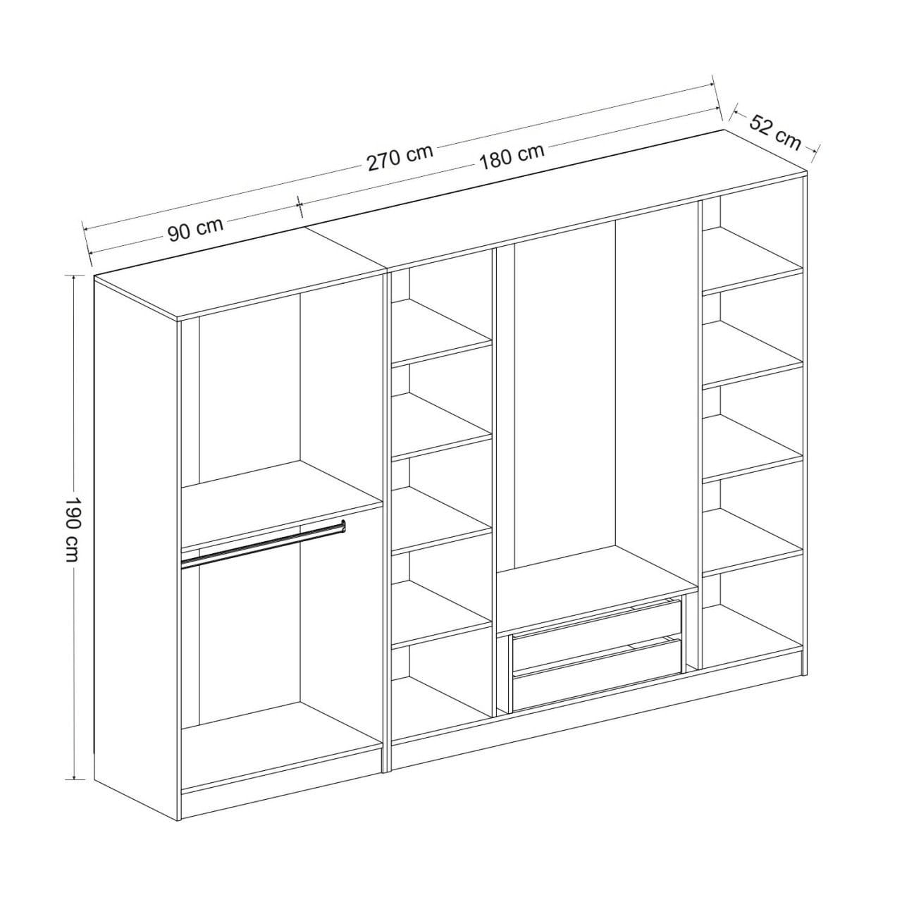 Dulap Hanah Home, PAL melaminat, 270 x 52 x 210 cm, alb, 506MNR2869 — imaginea 8
