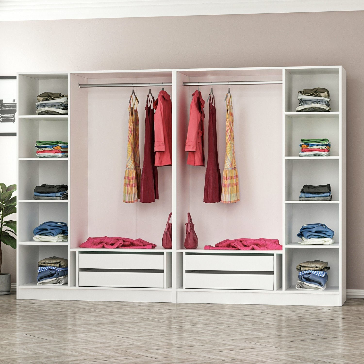 Dulap Hanah Home, PAL melaminat, 270 x 52 x 210 cm, alb, 506MNR2760 — imaginea 3