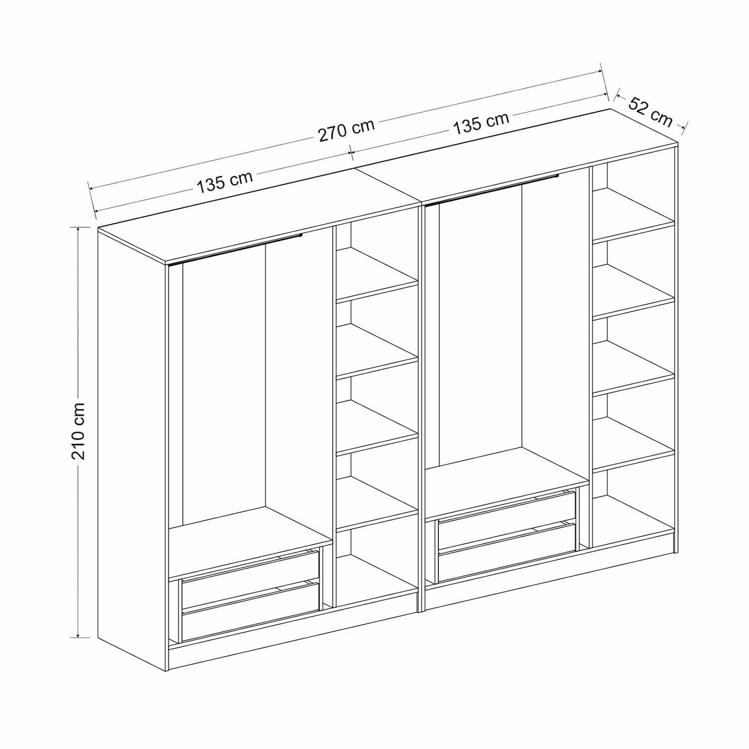 Dulap Hanah Home, PAL melaminat, 270 x 52 x 210 cm, alb, 506MNR2760 — imaginea 7
