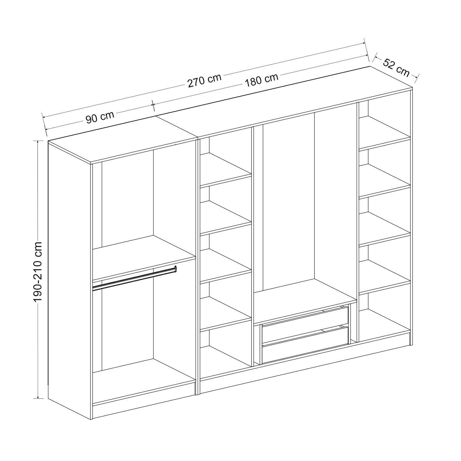Dulap Hanah Home, PAL melaminat, 270 x 52 x 210 cm, dore, 506MNR2512 — imaginea 4