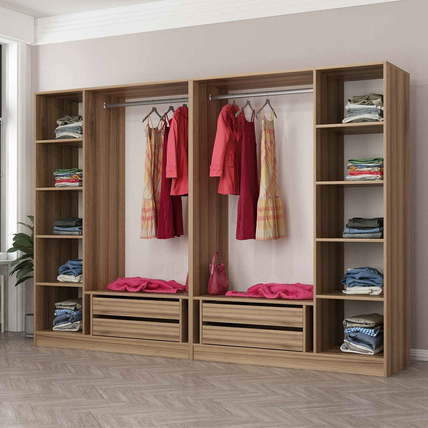 Dulap Hanah Home, PAL melaminat, 270 x 52 x 210 cm, dore, 506MNR2751 — imaginea 6
