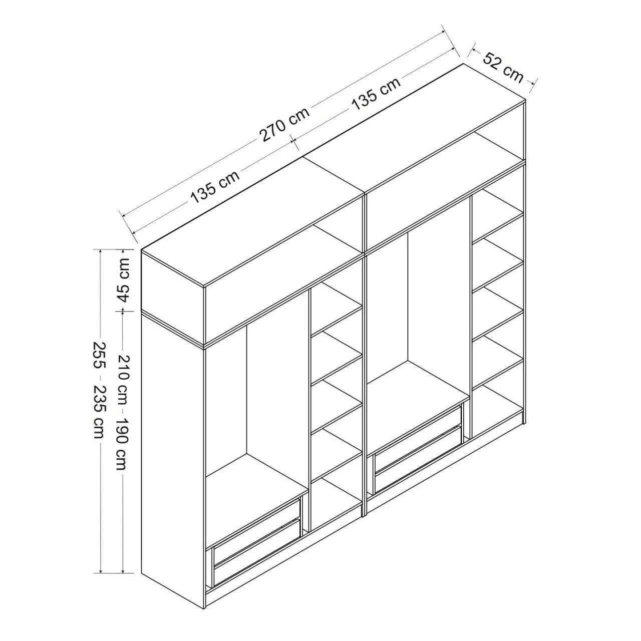Dulap Hanah Home, PAL melaminat, 270 x 52 x 255 cm, alb, 506MNR2892 — imaginea 2