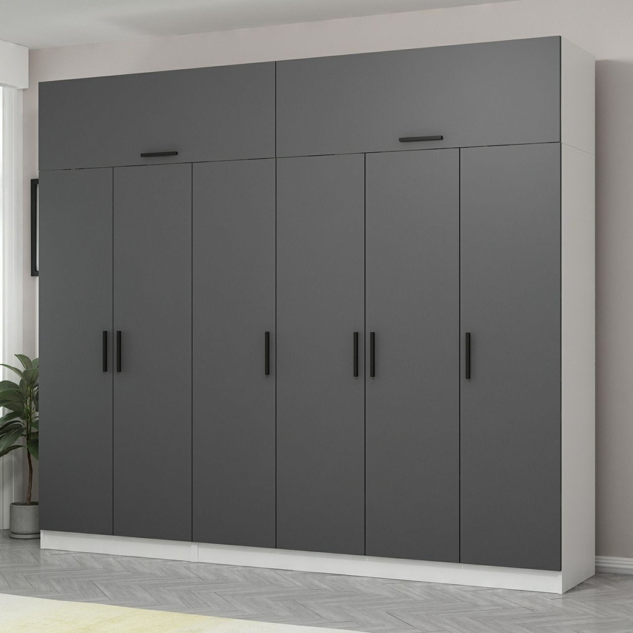 Dulap Hanah Home, PAL melaminat, 270 x 52 x 255 cm, antracit, 506MNR2882 — imaginea 5