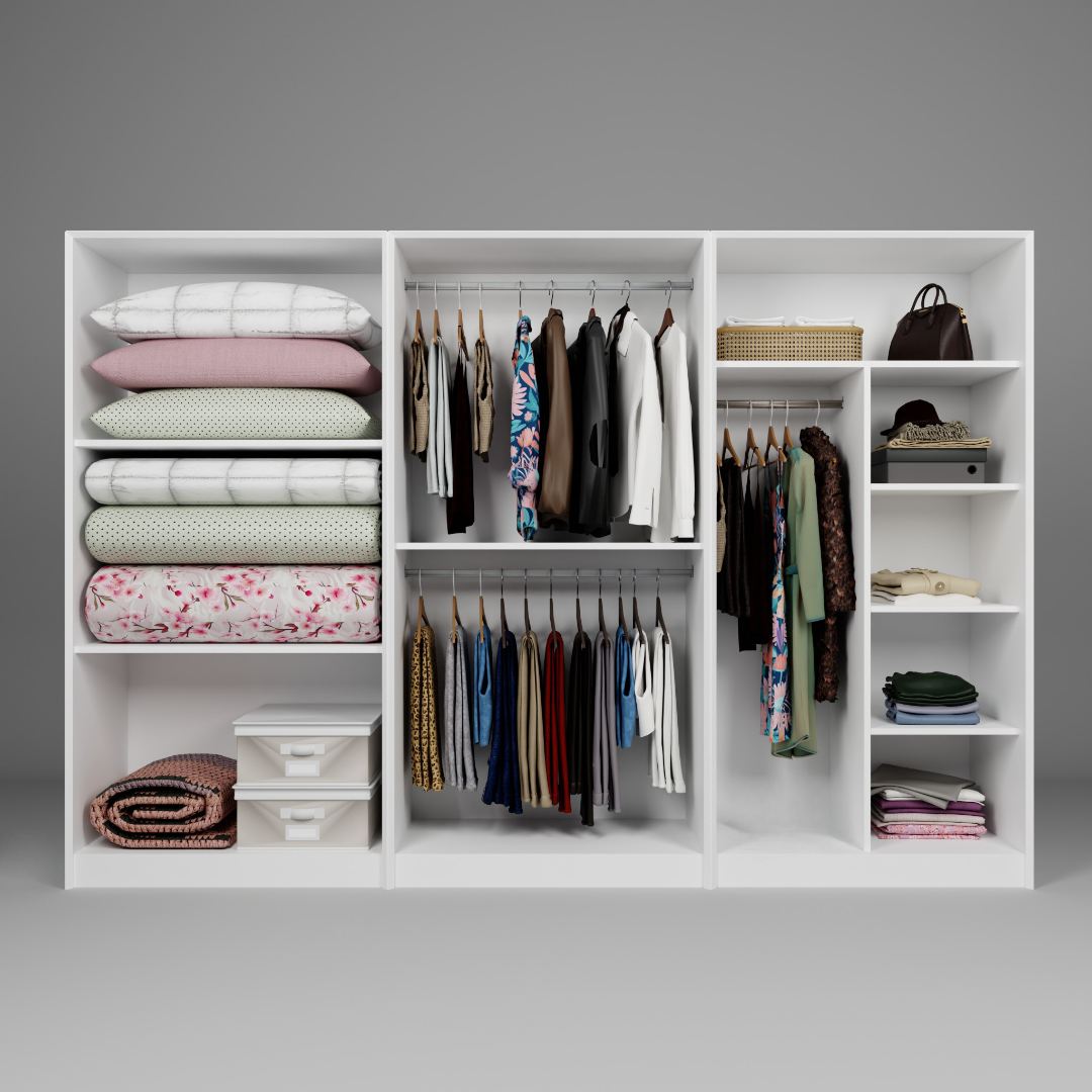 Dulap Hanah Home, PAL melaminat, 280 x 60 x 190 cm, alb, 350MWD1169 — imaginea 2