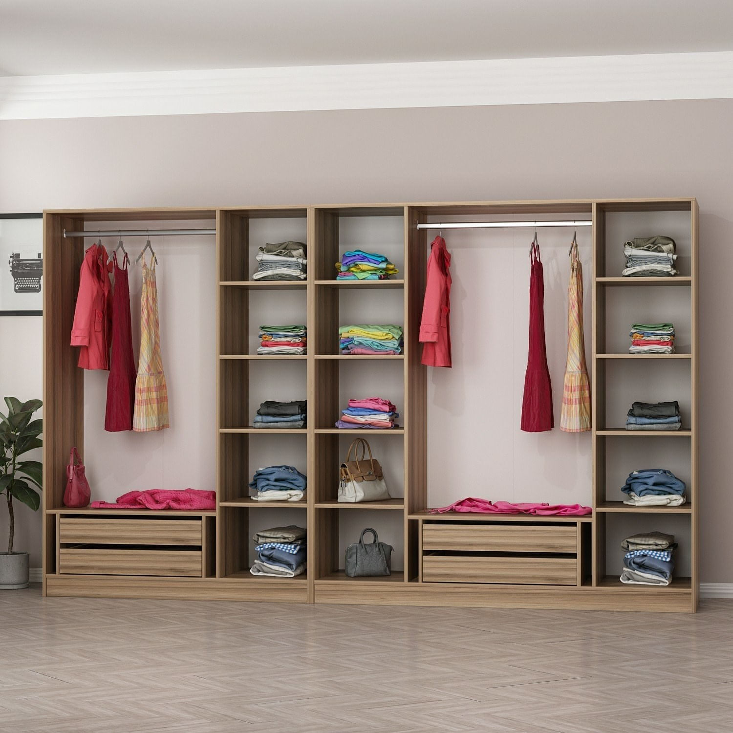 Dulap Hanah Home, PAL melaminat, 315 x 52 x 190 cm, dore, 506MNR2621 — imaginea 4