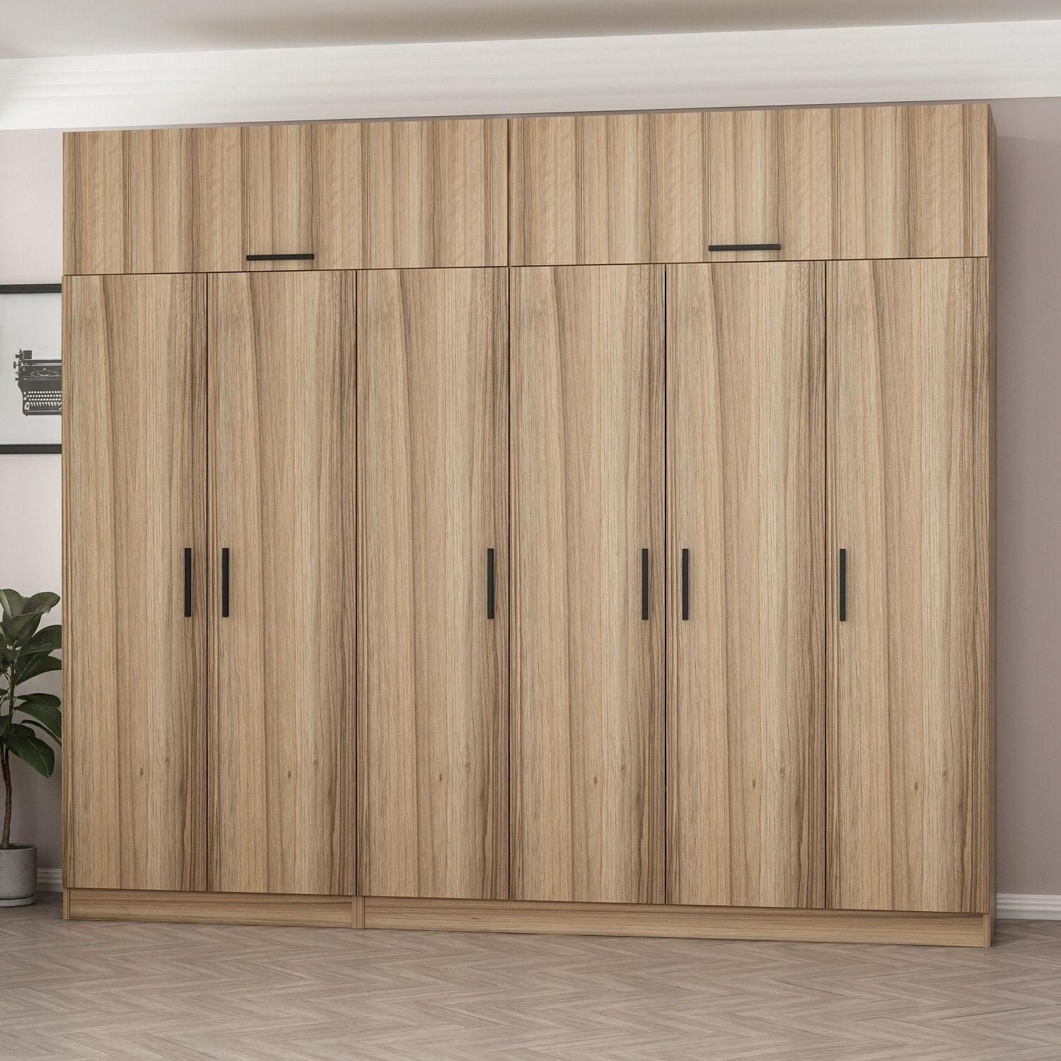 Dulap Hanah Home, PAL melaminat, 270 x 52 x 255 cm, dore, 506MNR2894 — imaginea 2