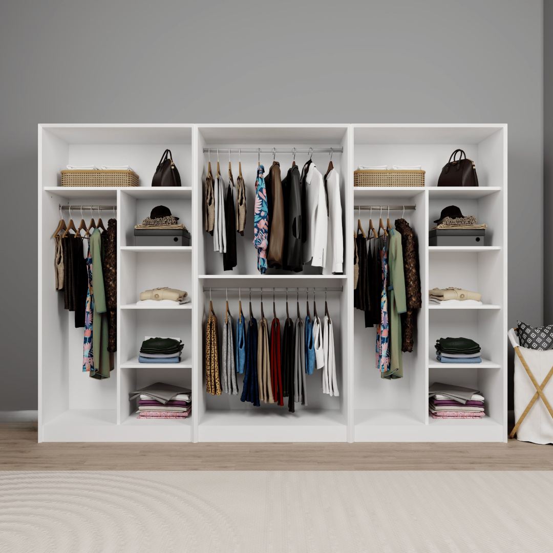 Dulap Hanah Home, PAL melaminat, 280 x 60 x 190 cm, alb, 350MWD1168 — imaginea 3