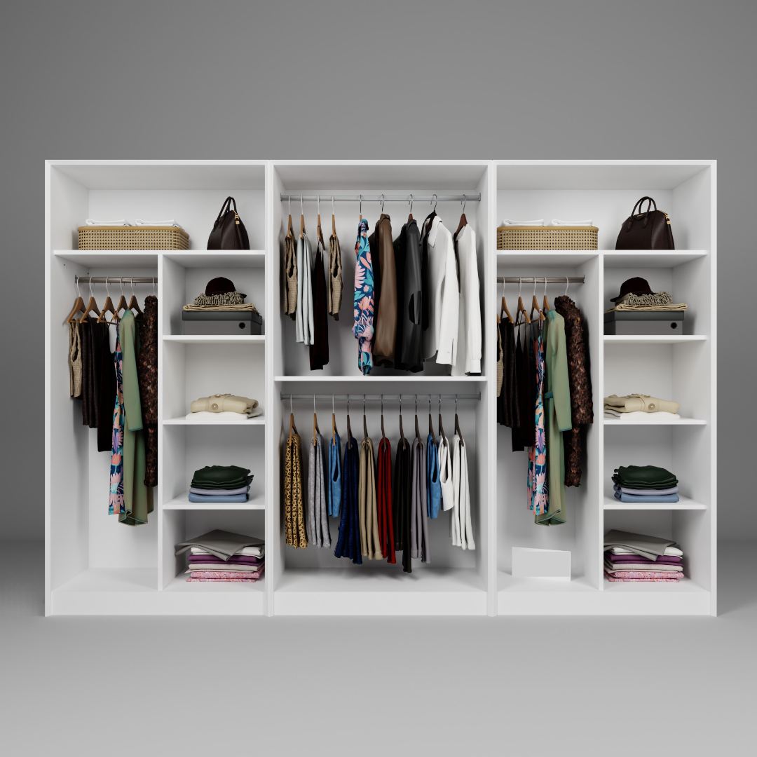 Dulap Hanah Home, PAL melaminat, 280 x 60 x 190 cm, alb, 350MWD1168 — imaginea 8