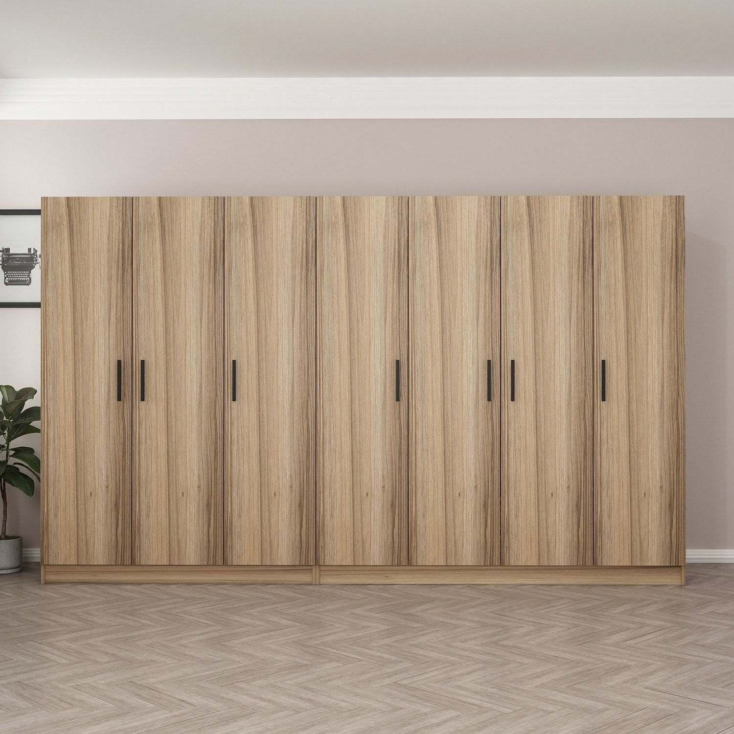 Dulap Hanah Home, PAL melaminat, 315 x 52 x 190 cm, dore, 506MNR3108 — imaginea 3