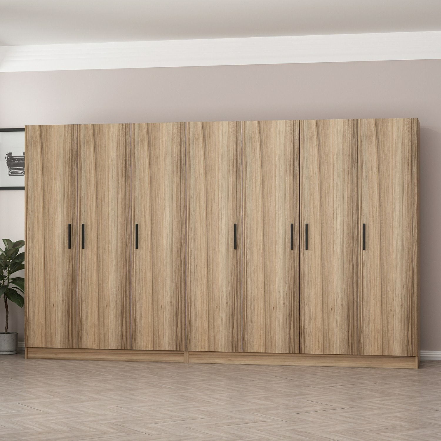 Dulap Hanah Home, PAL melaminat, 315 x 52 x 190 cm, dore, 506MNR3108 — imaginea 4