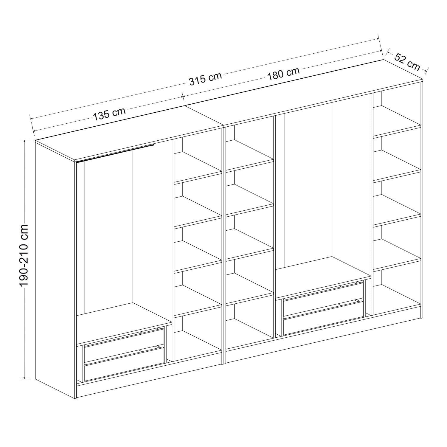 Dulap Hanah Home, PAL melaminat, 315 x 52 x 190 cm, dore, 506MNR3108 — imaginea 6