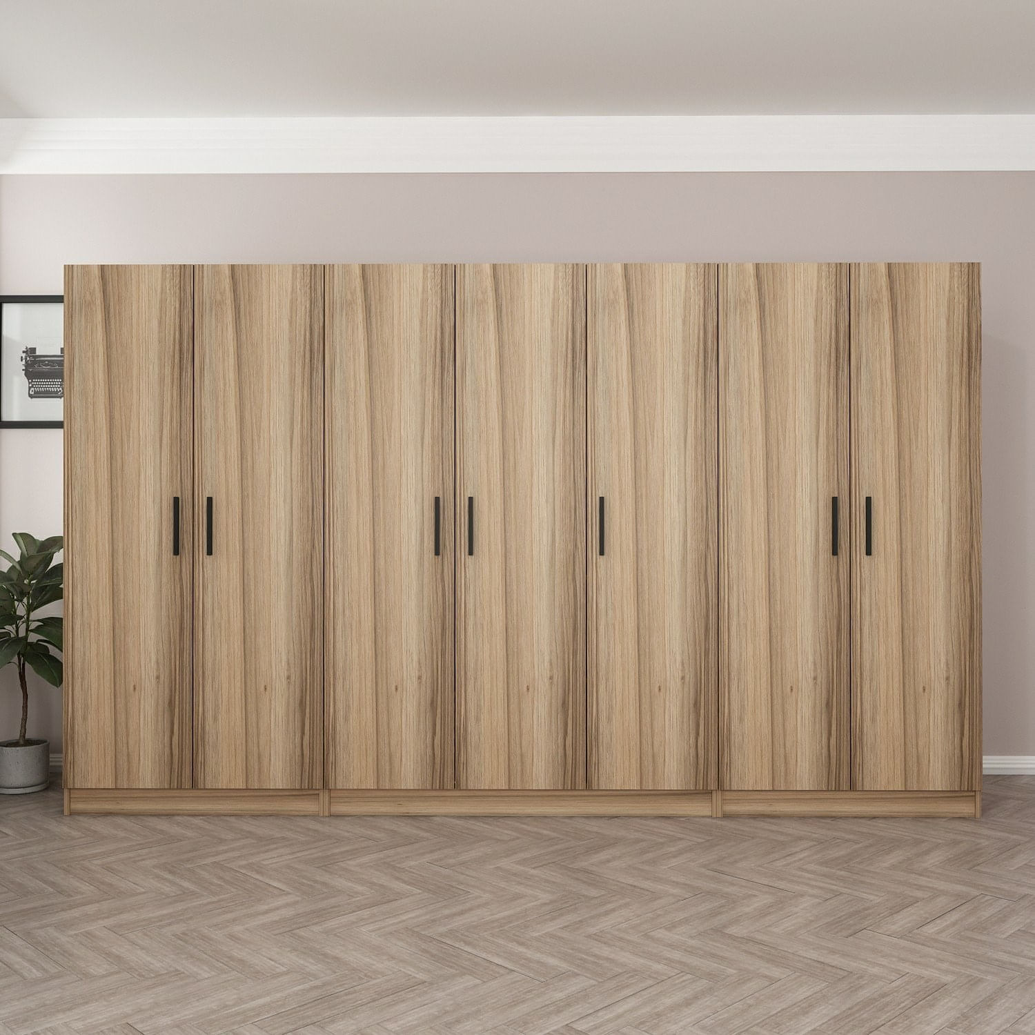 Dulap Hanah Home, PAL melaminat, 315 x 52 x 190 cm, dore, 506MNR3104 — imaginea 6