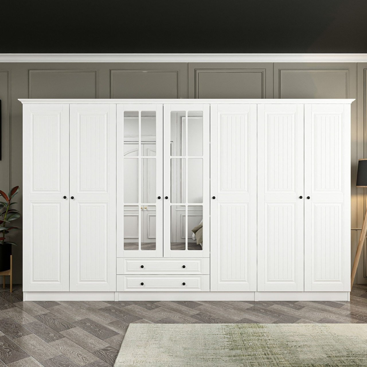 Dulap Hanah Home, PAL melaminat, 315 x 52 x 190 cm, alb, 506MNR3521 — imaginea 5