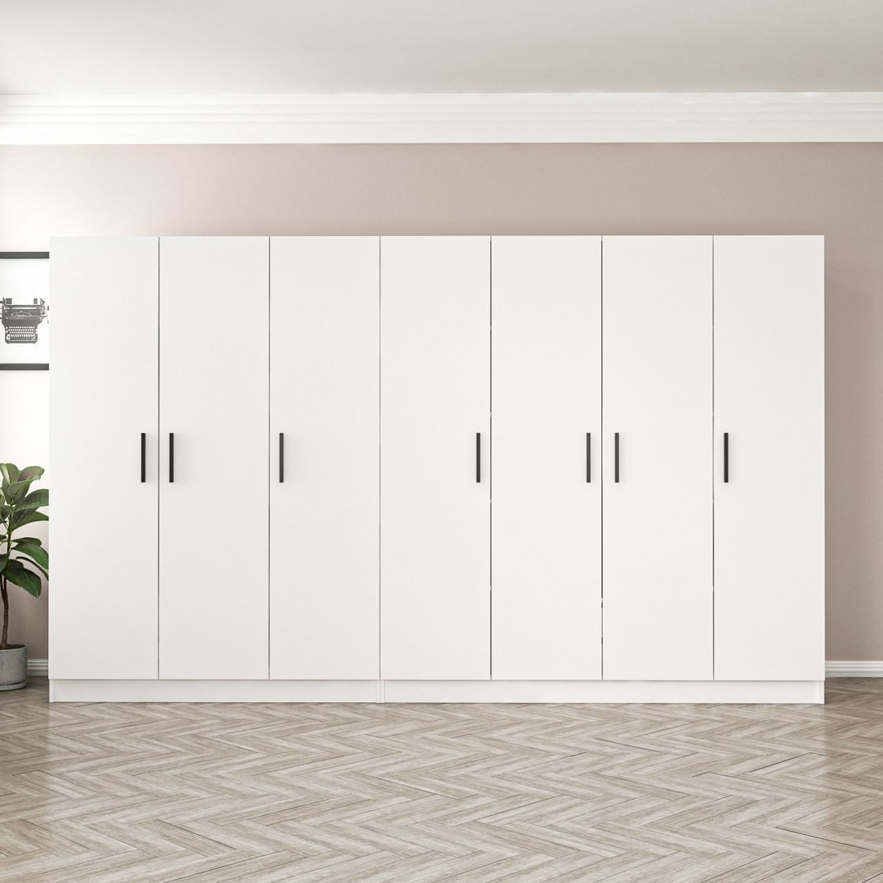 Dulap Hanah Home, PAL melaminat, 315 x 52 x 190 cm, alb, 506MNR2925 — imaginea 2
