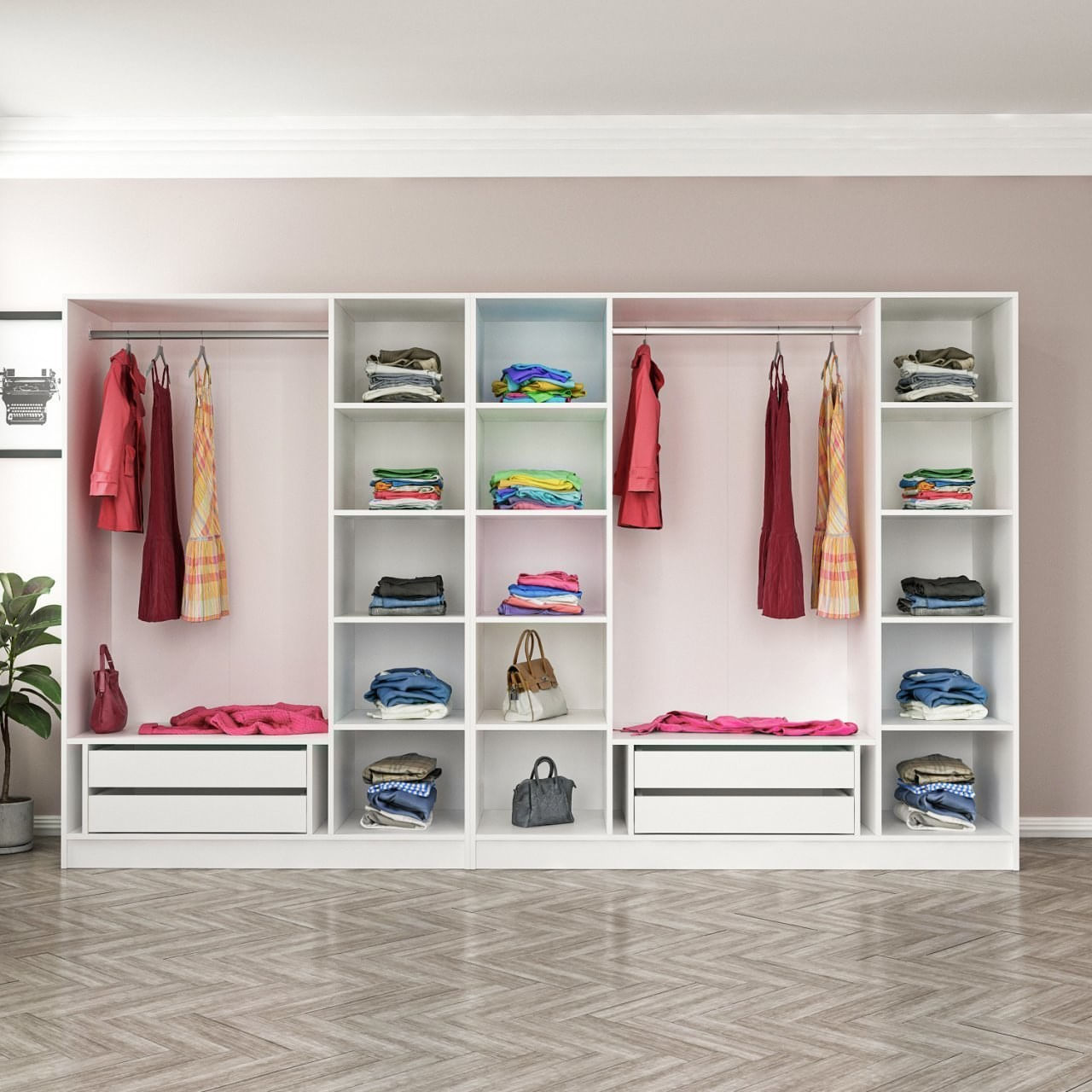 Dulap Hanah Home, PAL melaminat, 315 x 52 x 190 cm, alb, 506MNR2925 — imaginea 5