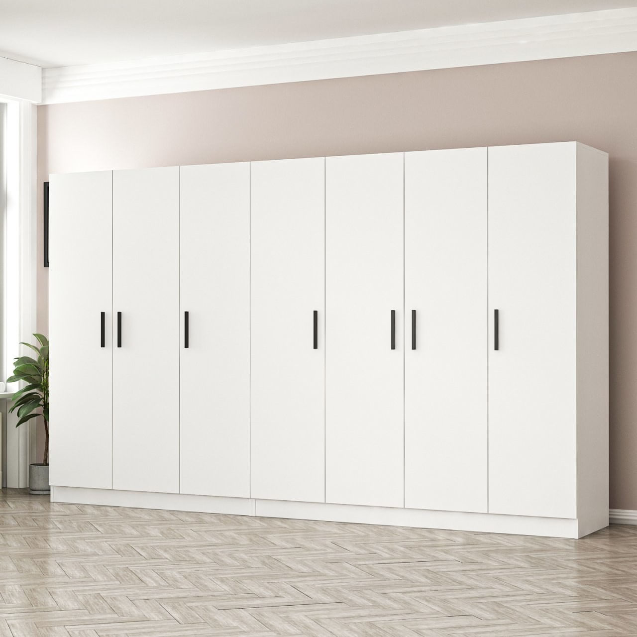 Dulap Hanah Home, PAL melaminat, 315 x 52 x 190 cm, alb, 506MNR2925 — imaginea 6
