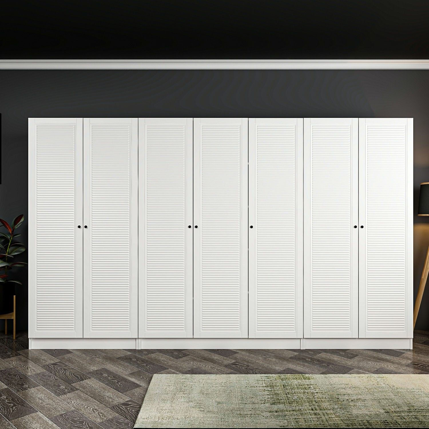 Dulap Hanah Home, PAL melaminat, 315 x 52 x 190 cm, alb, 506MNR3129 — imaginea 4