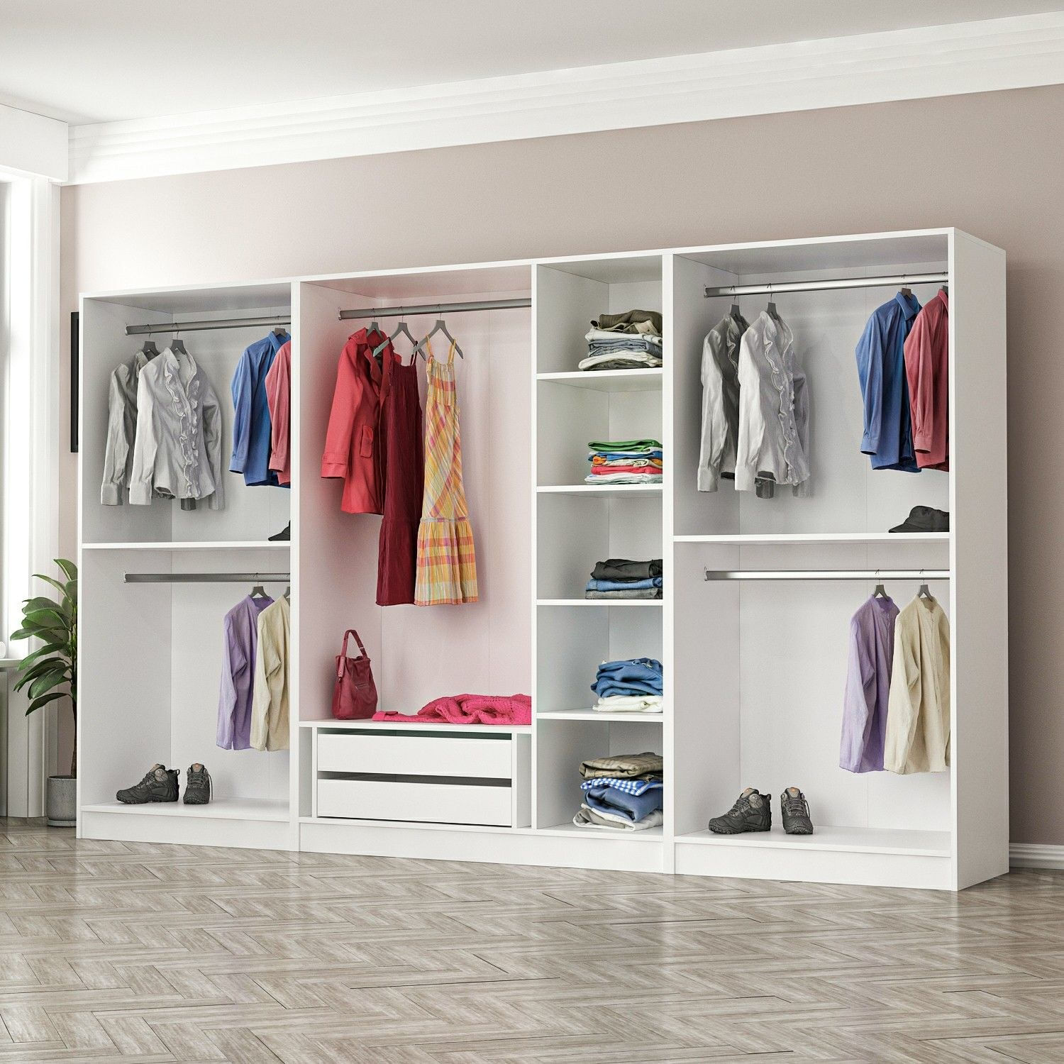 Dulap Hanah Home, PAL melaminat, 315 x 52 x 190 cm, alb, 506MNR3129 — imaginea 6