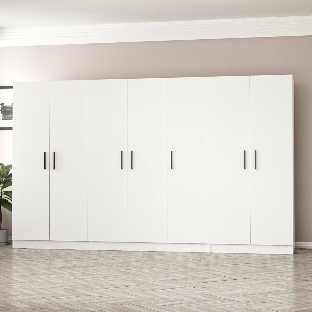Dulap Hanah Home, PAL melaminat, 315 x 52 x 190 cm, alb, 506MNR2923 — imaginea 3