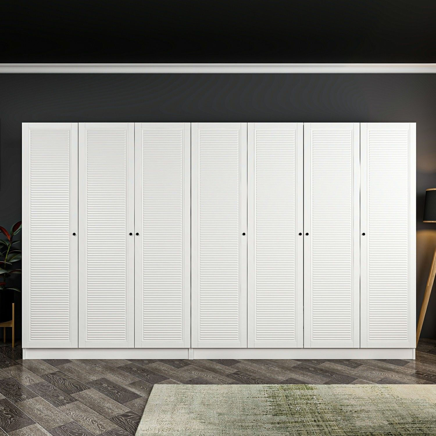Dulap Hanah Home, PAL melaminat, 315 x 52 x 190 cm, alb, 506MNR3131 — imaginea 5