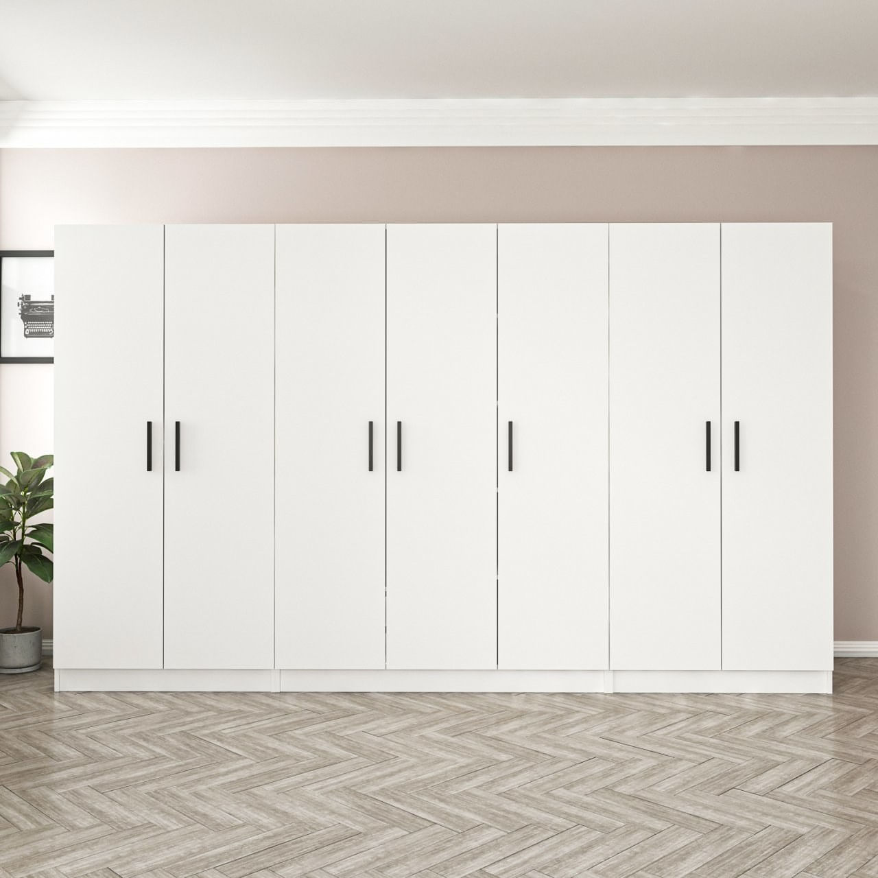 Dulap Hanah Home, PAL melaminat, 315 x 52 x 190 cm, alb, 506MNR2923 — imaginea 4