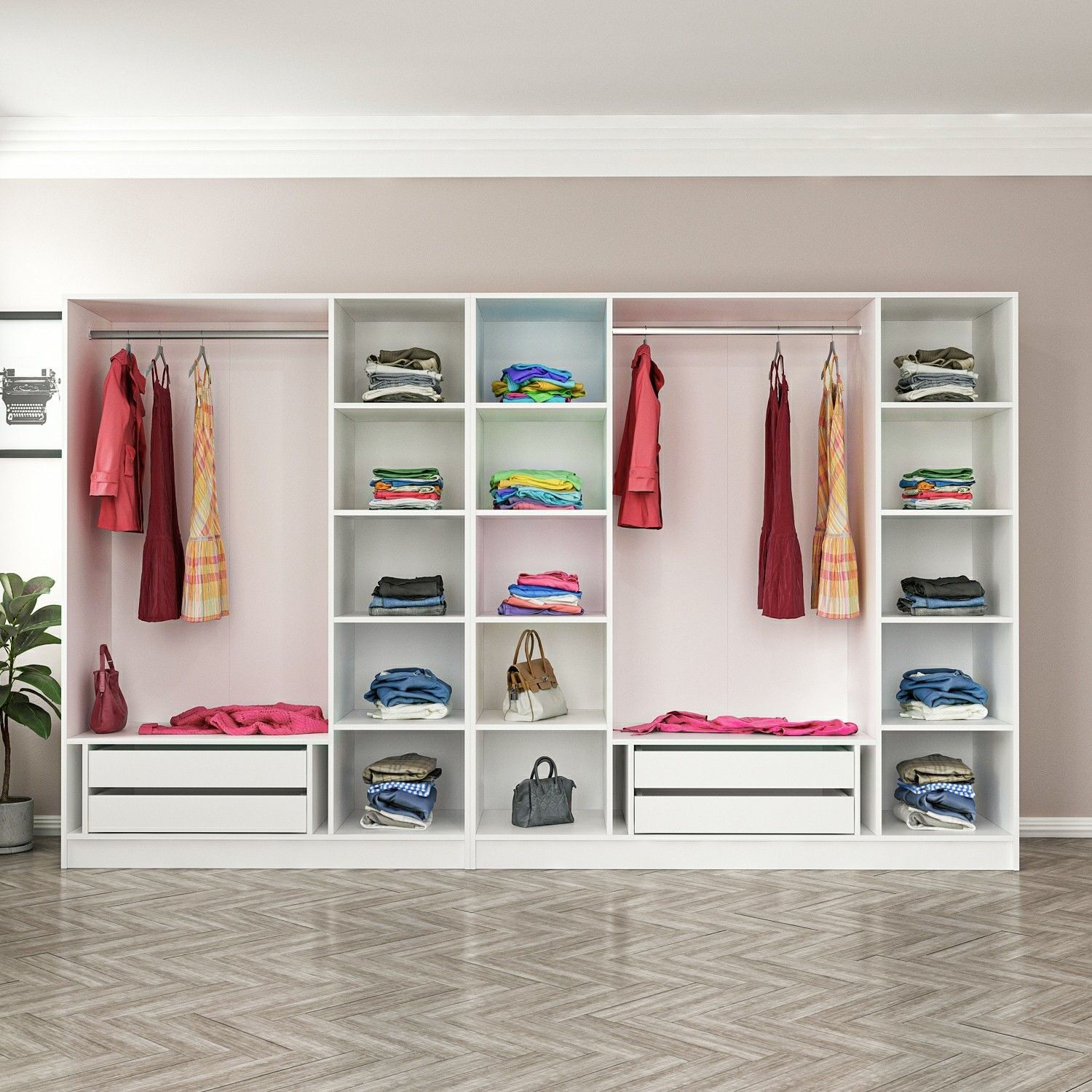 Dulap Hanah Home, PAL melaminat, 315 x 52 x 210 cm, alb, 506MNR3132 — imaginea 3