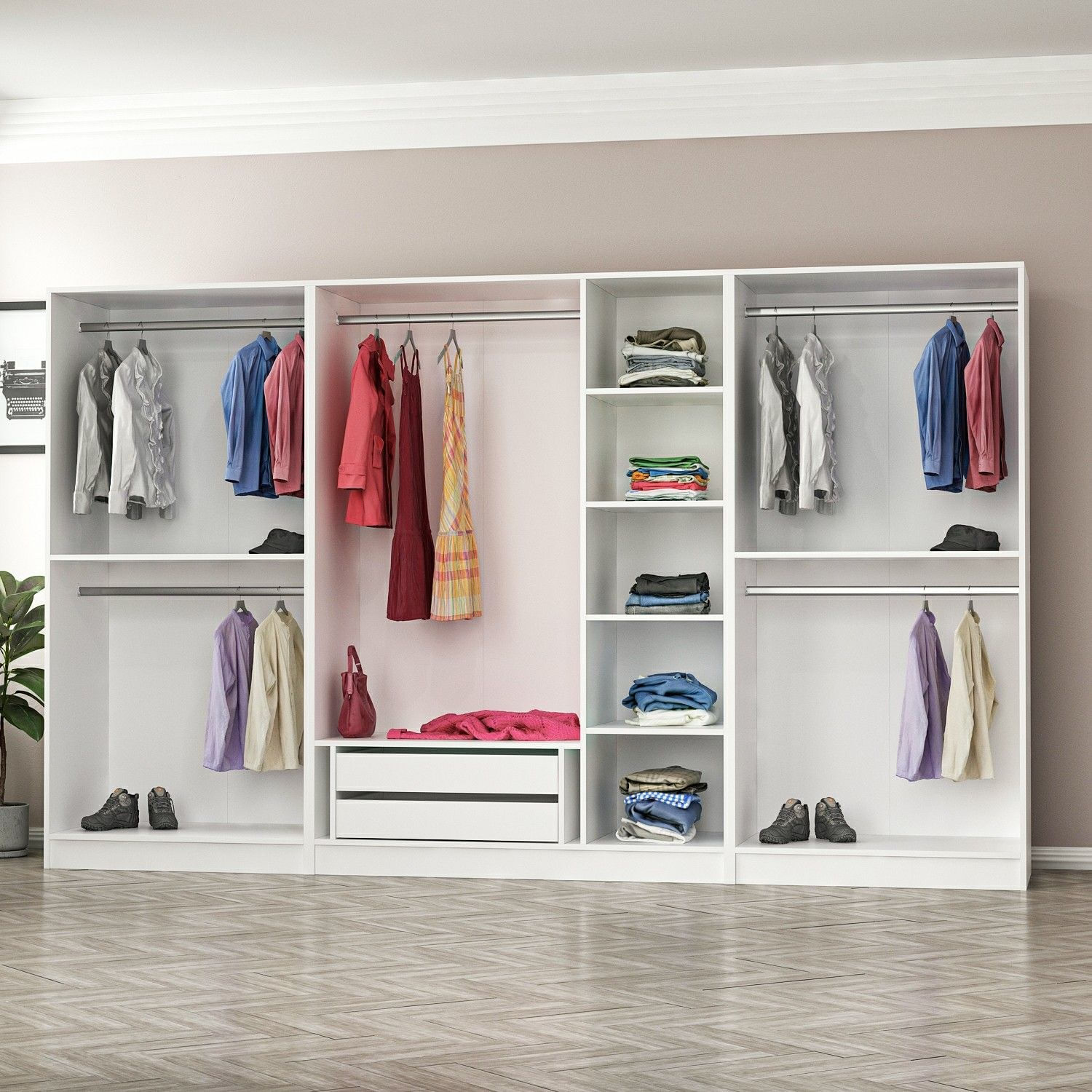 Dulap Hanah Home, PAL melaminat, 315 x 52 x 210 cm, alb, 506MNR3130 — imaginea 6