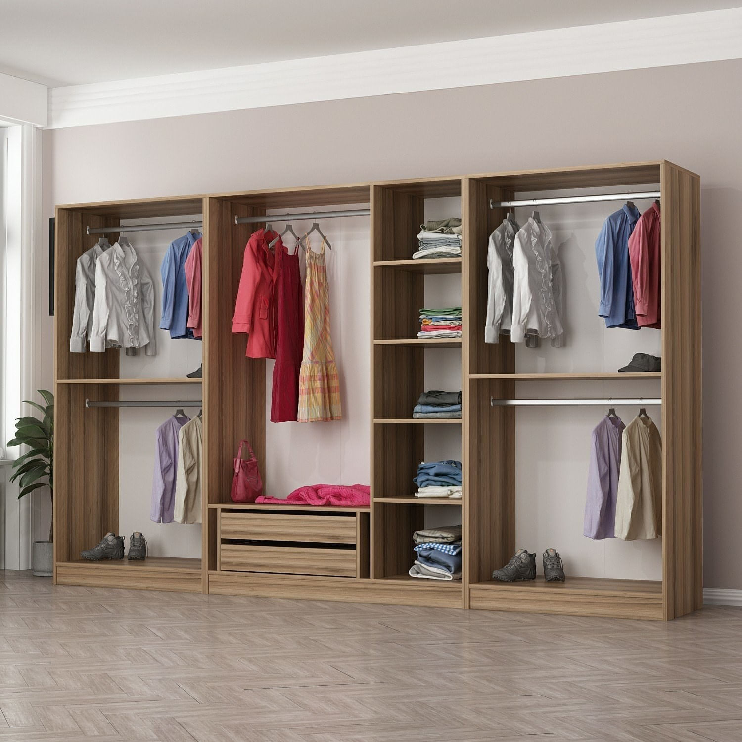 Dulap Hanah Home, PAL melaminat, 315 x 52 x 210 cm, dore, 506MNR2620 — imaginea 2