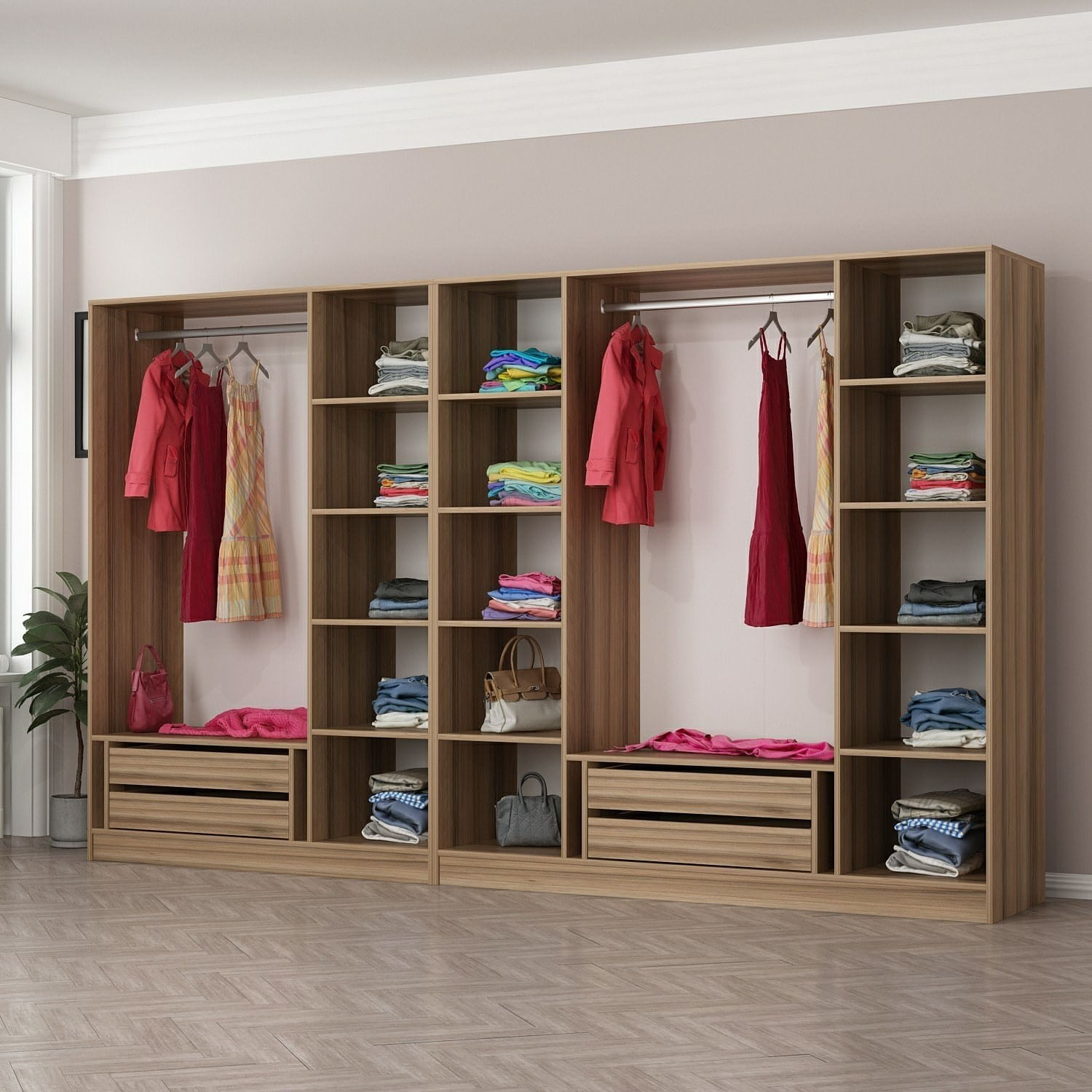 Dulap Hanah Home, PAL melaminat, 315 x 52 x 210 cm, dore, 506MNR3109 — imaginea 7