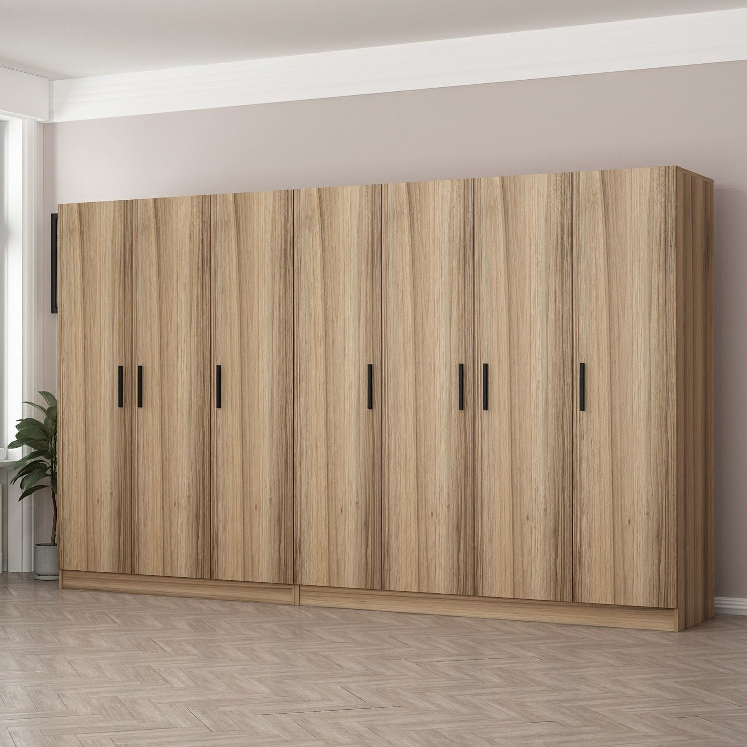 Dulap Hanah Home, PAL melaminat, 315 x 52 x 210 cm, dore, 506MNR3109 — imaginea 8