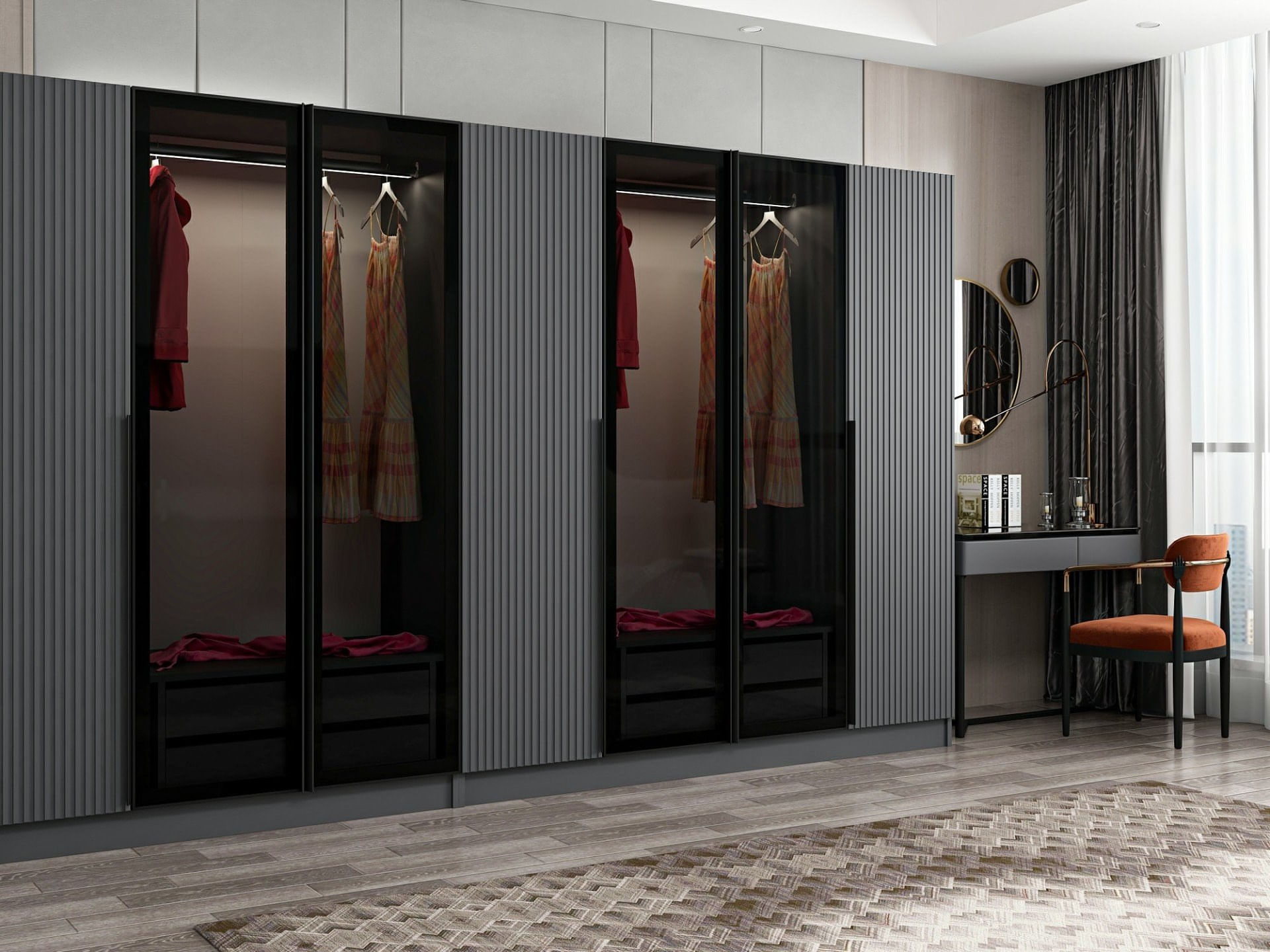 Dulap Hanah Home, PAL melaminat, 315 x 52 x 210 cm, fume, 506MNR3123 — imaginea 6