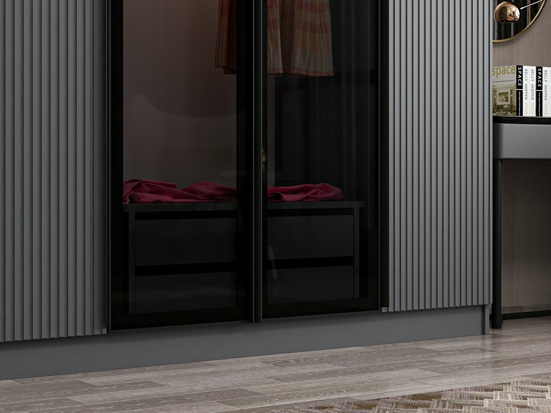 Dulap Hanah Home, PAL melaminat, 315 x 52 x 210 cm, fume, 506MNR3123 — imaginea 8