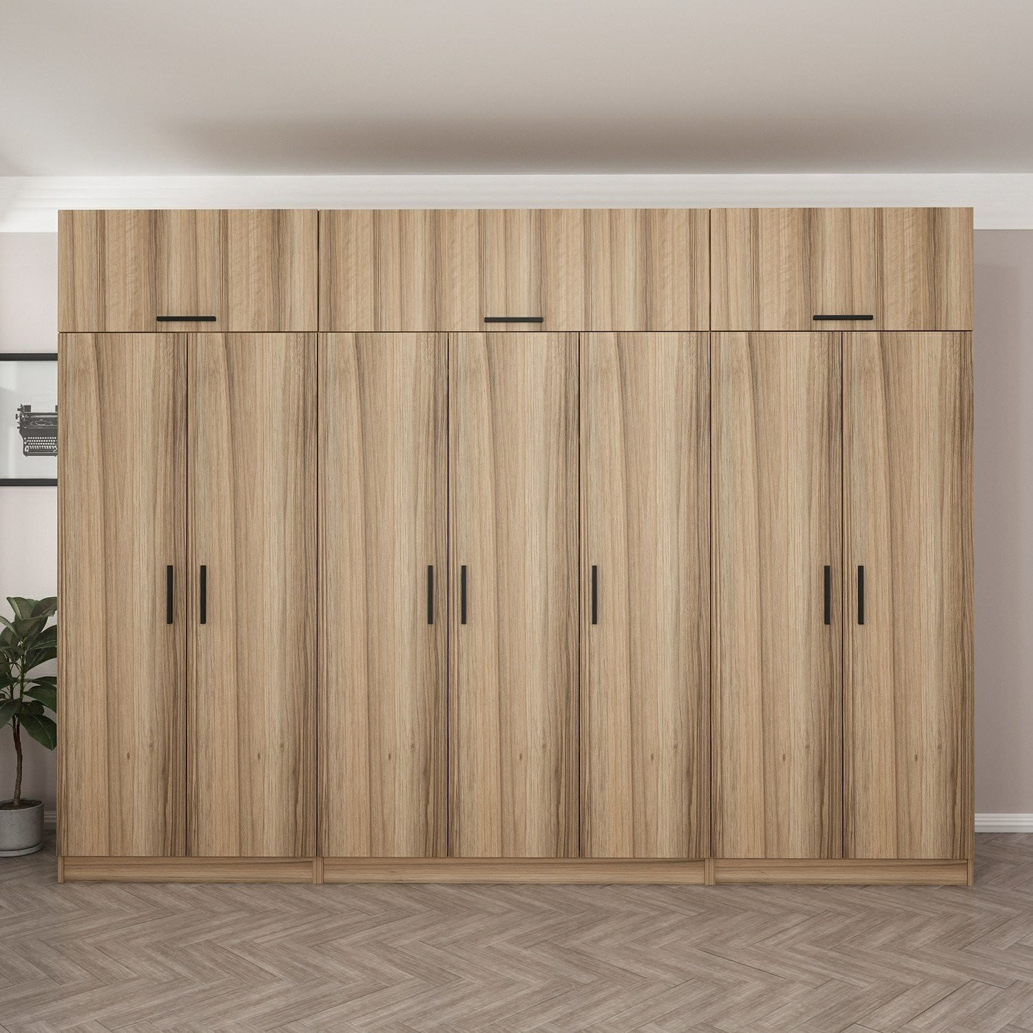 Dulap Hanah Home, PAL melaminat, 315 x 52 x 235 cm, nuc, 506MNR3583 — imaginea 3