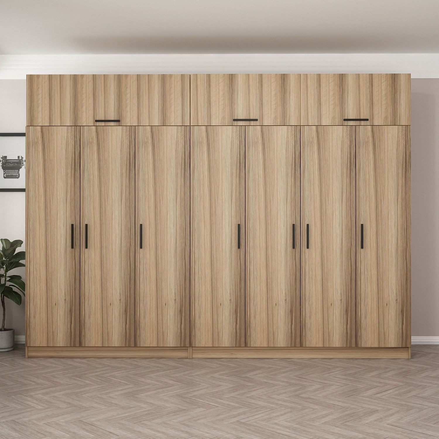 Dulap Hanah Home, PAL melaminat, 315 x 52 x 235 cm, nuc, 506MNR3587 — imaginea 5