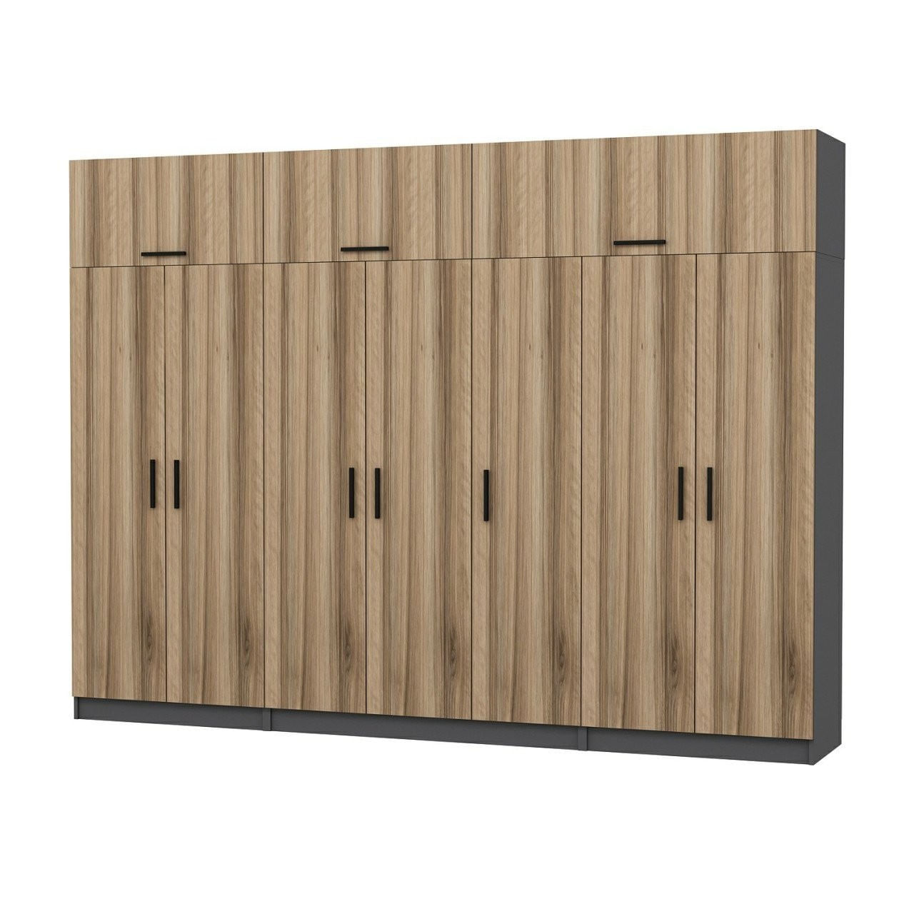 Dulap Hanah Home, PAL melaminat, 315 x 52 x 235 cm, nuc/antracit, 506MNR3545 — imaginea 4