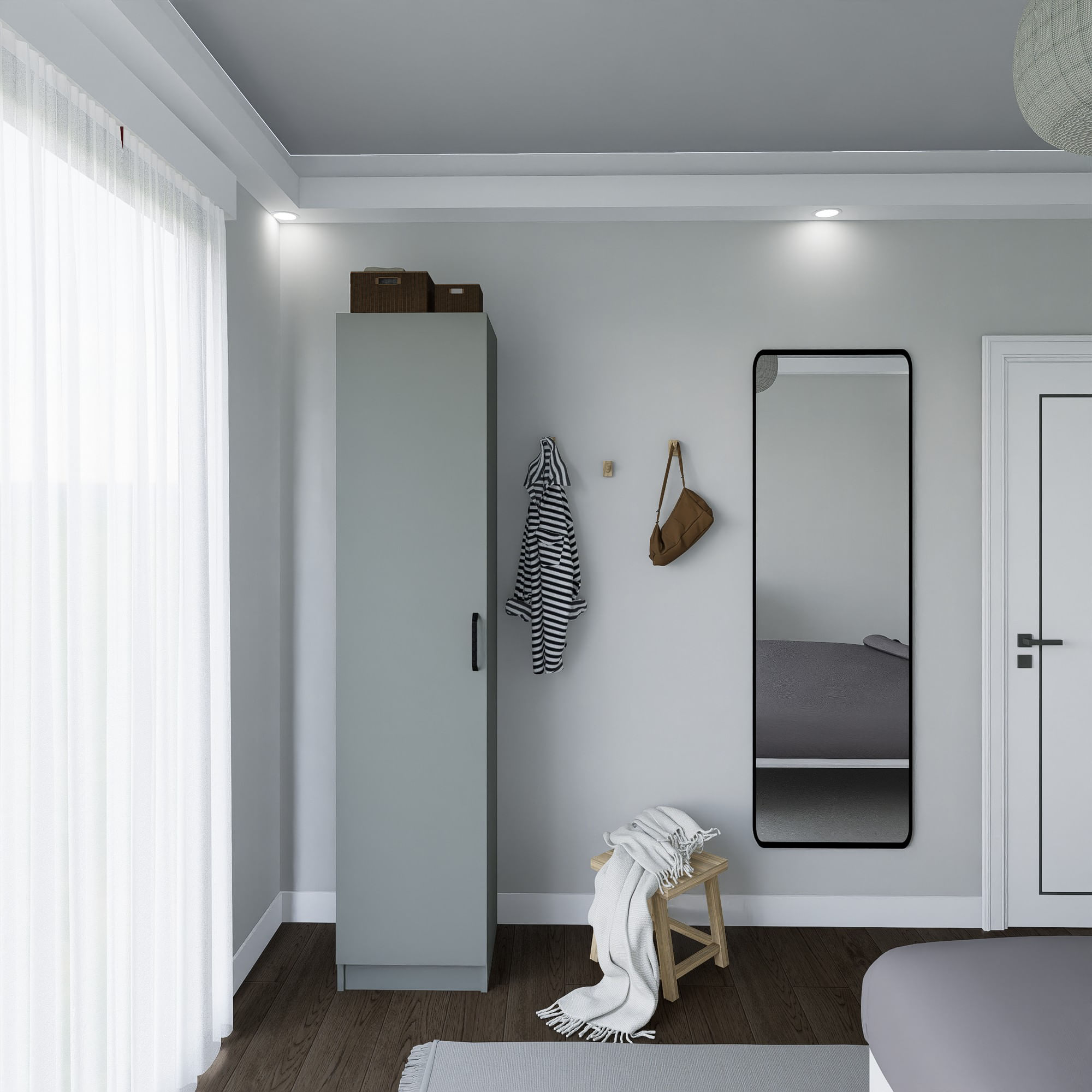 Dulap Hanah Home, PAL melaminat, 40 x 47 x 182 cm, gri, 350MWD1113 — imaginea 2