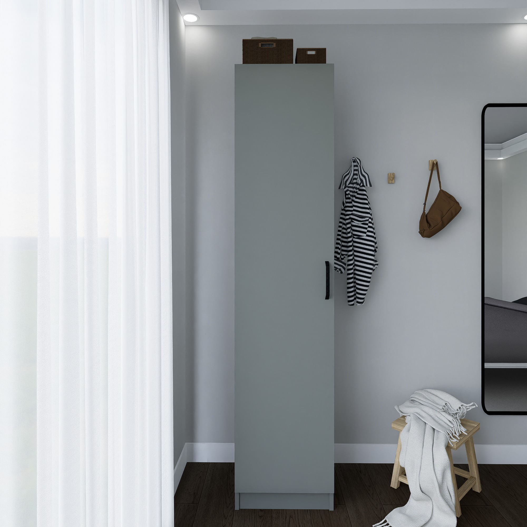 Dulap Hanah Home, PAL melaminat, 40 x 47 x 182 cm, gri, 350MWD1113 — imaginea 3