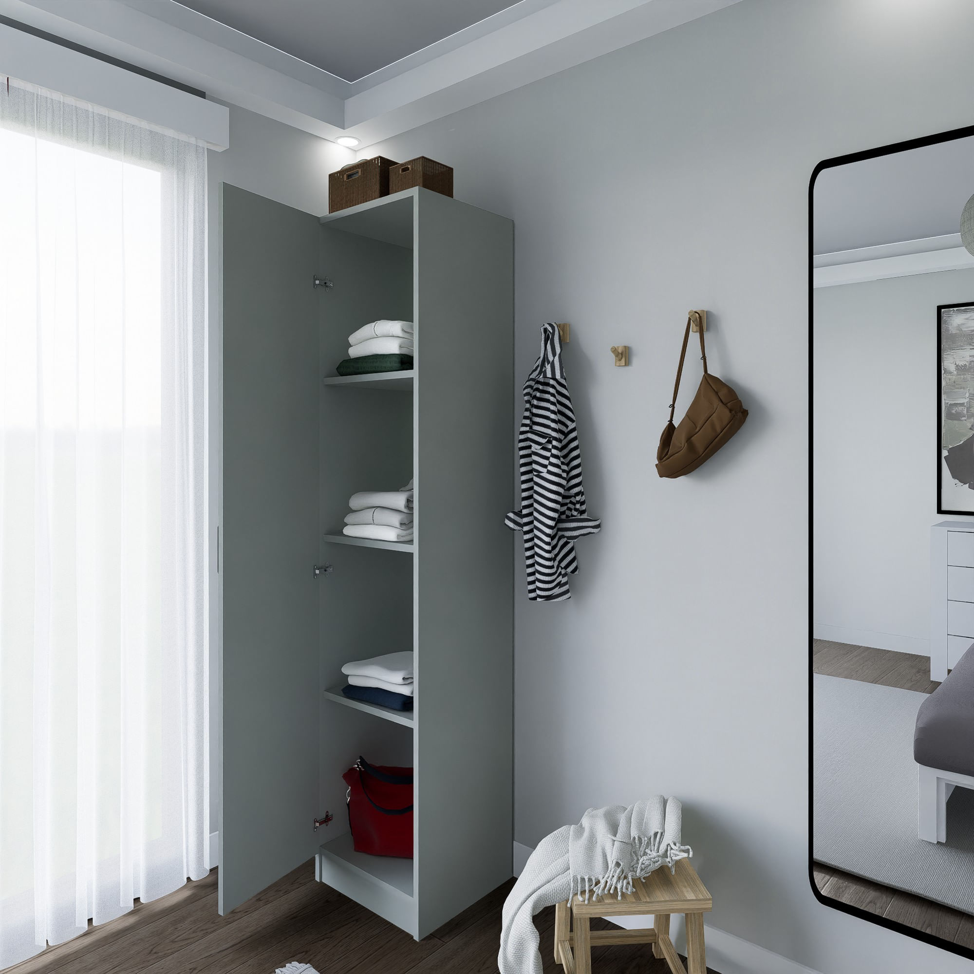 Dulap Hanah Home, PAL melaminat, 40 x 47 x 182 cm, gri, 350MWD1113 — imaginea 4