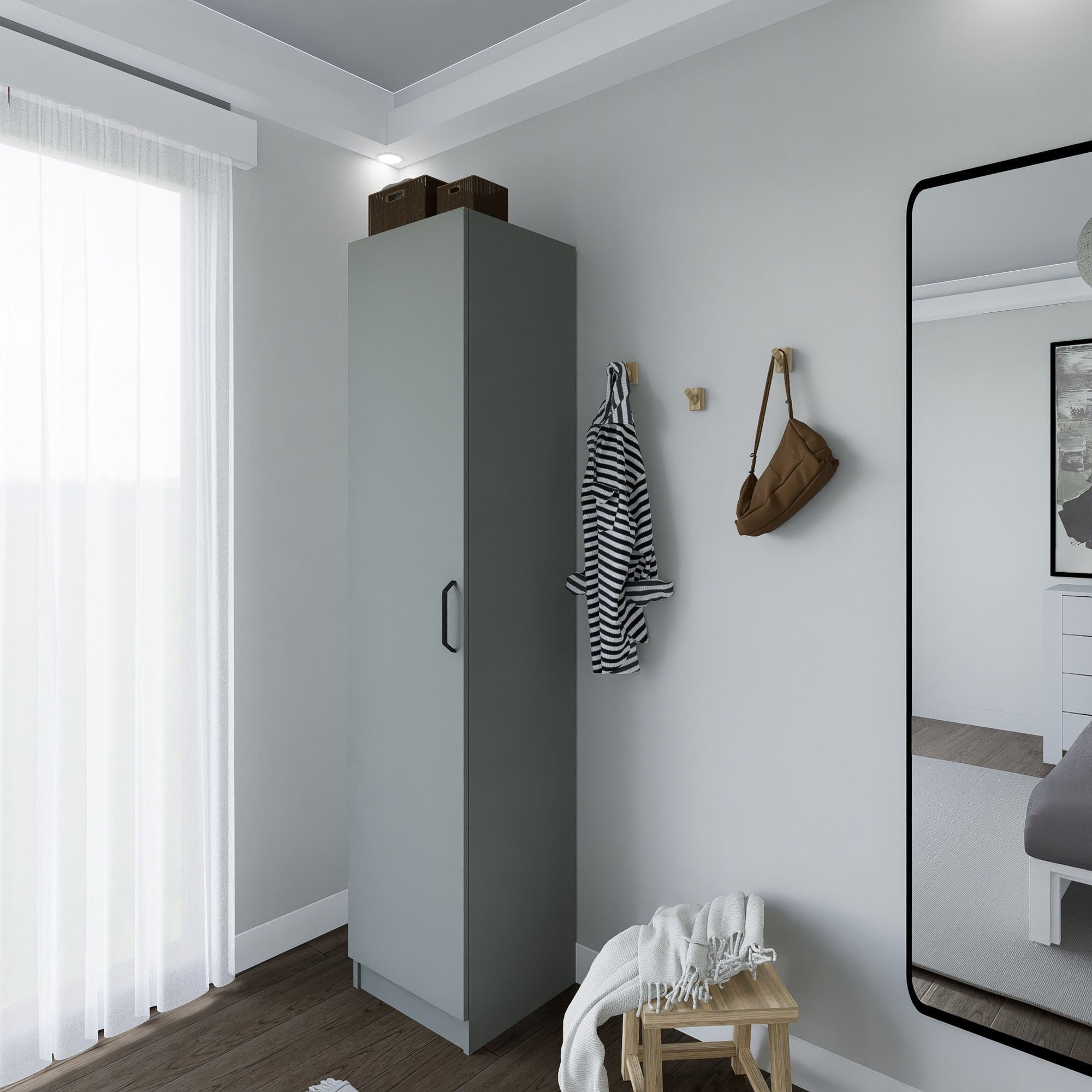 Dulap Hanah Home, PAL melaminat, 40 x 47 x 182 cm, gri, 350MWD1113 — imaginea 5