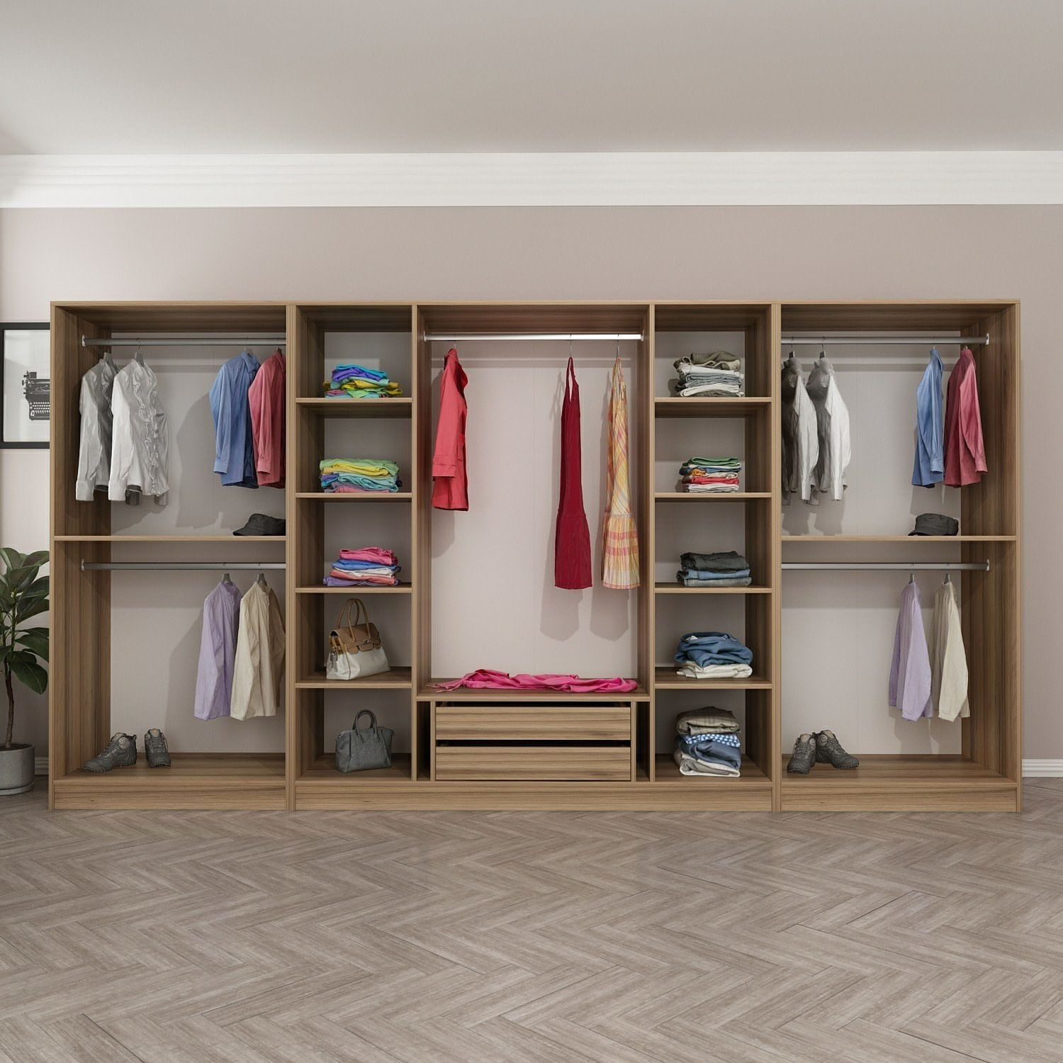 Dulap Hanah Home, PAL melaminat, 360 x 52 x 210 cm, dore, 506MNR2778 — imaginea 4