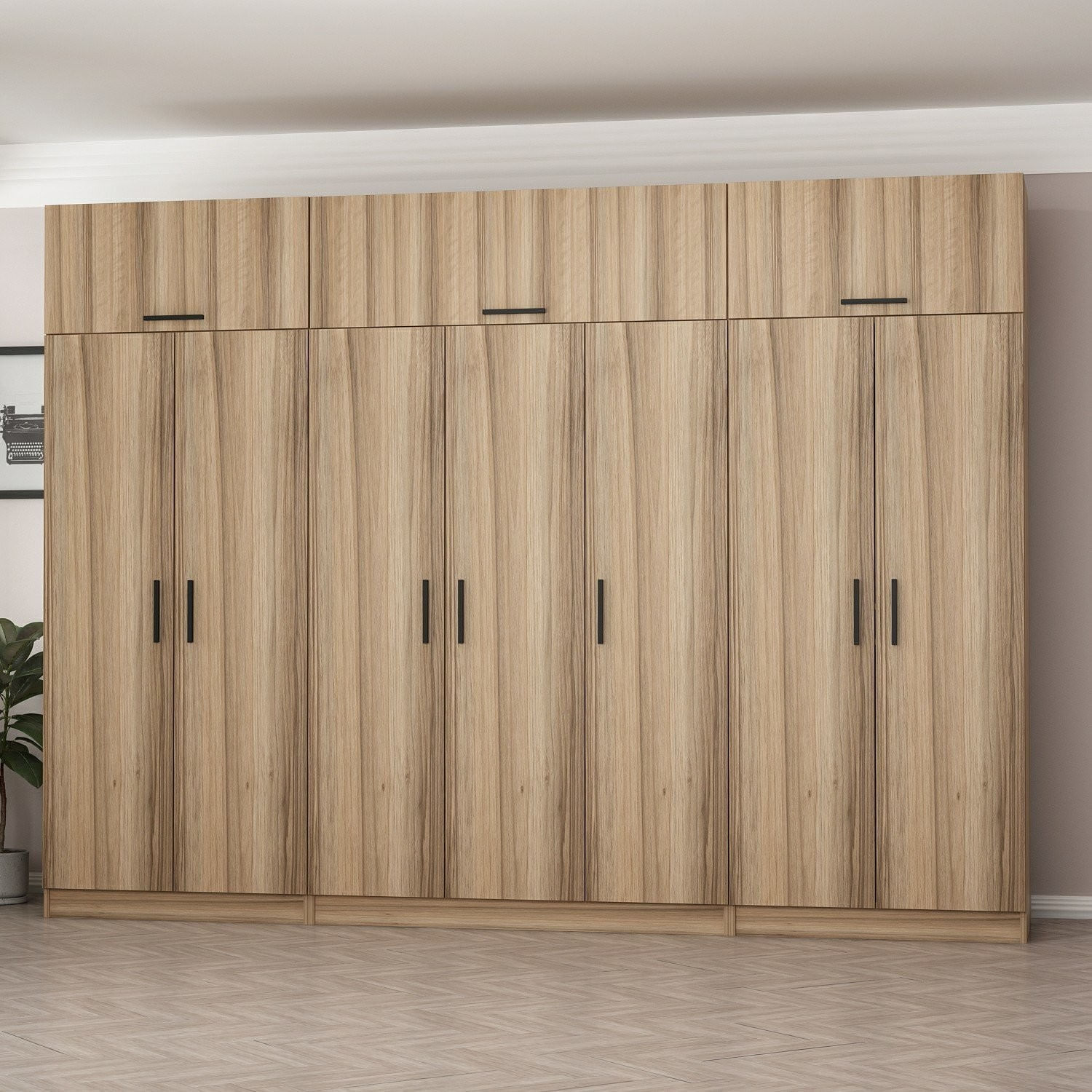 Dulap Hanah Home, PAL melaminat, 315 x 52 x 255 cm, nuc, 506MNR3584 — imaginea 2