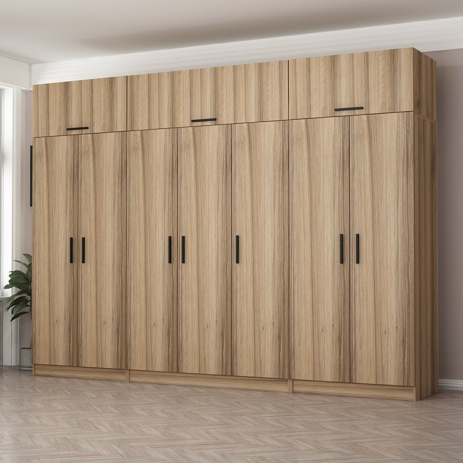 Dulap Hanah Home, PAL melaminat, 315 x 52 x 255 cm, nuc, 506MNR3584 — imaginea 4