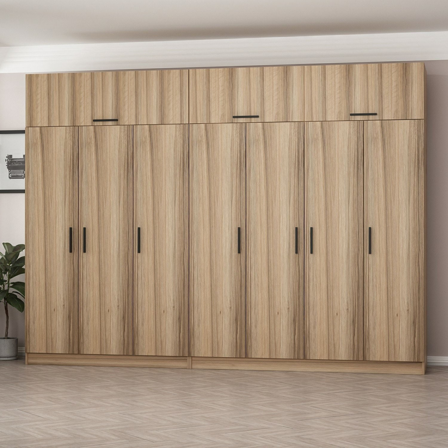 Dulap Hanah Home, PAL melaminat, 315 x 52 x 255 cm, nuc, 506MNR3588 — imaginea 3