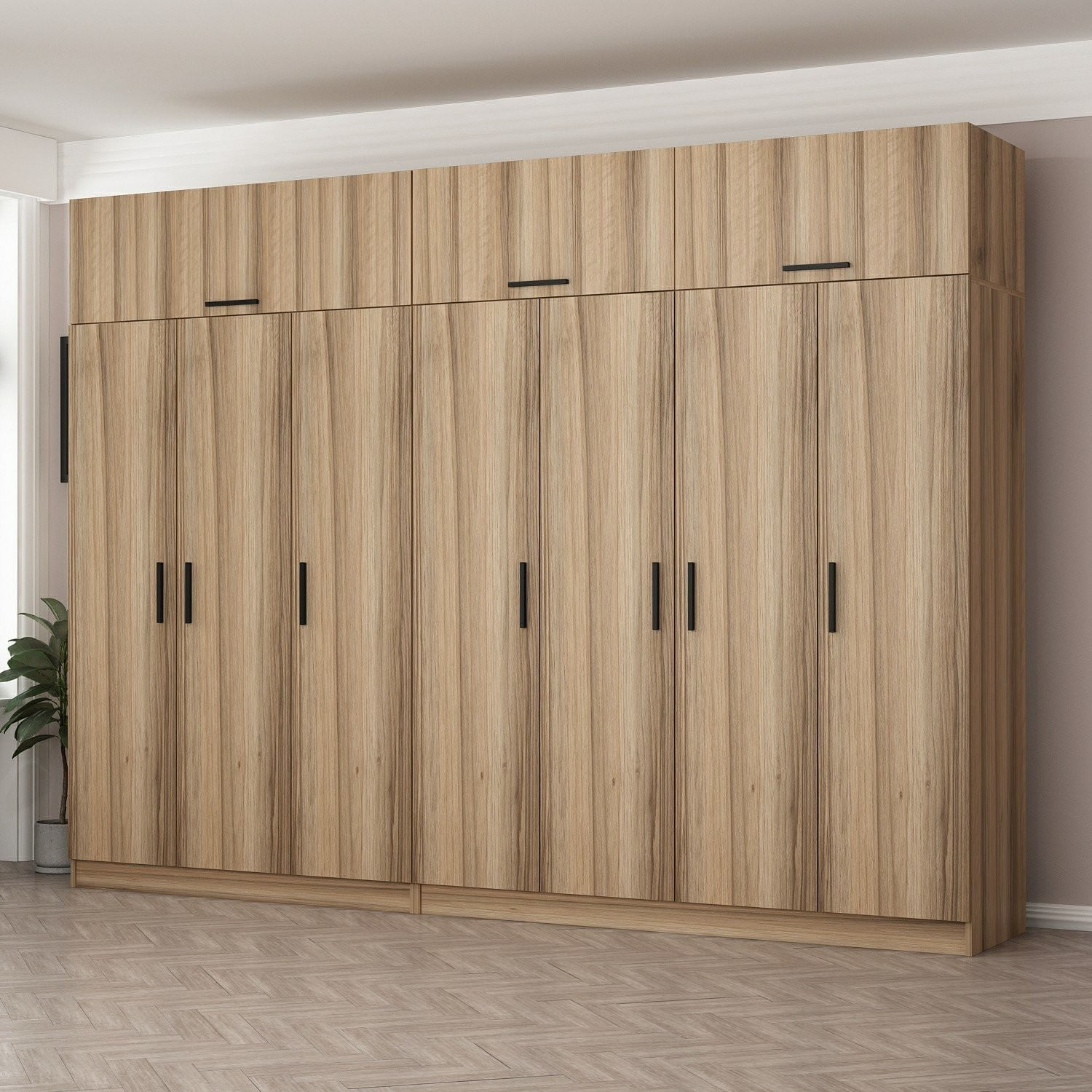Dulap Hanah Home, PAL melaminat, 315 x 52 x 255 cm, nuc, 506MNR3588 — imaginea 4
