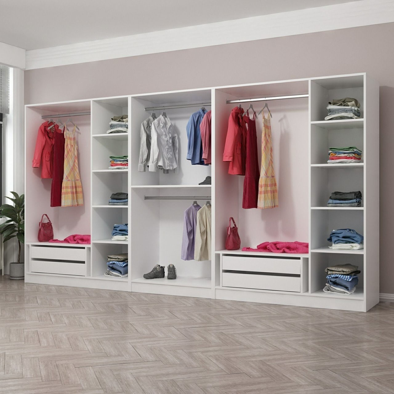 Dulap Hanah Home, PAL melaminat, 360 x 52 x 190 cm, alb, 506MNR2775