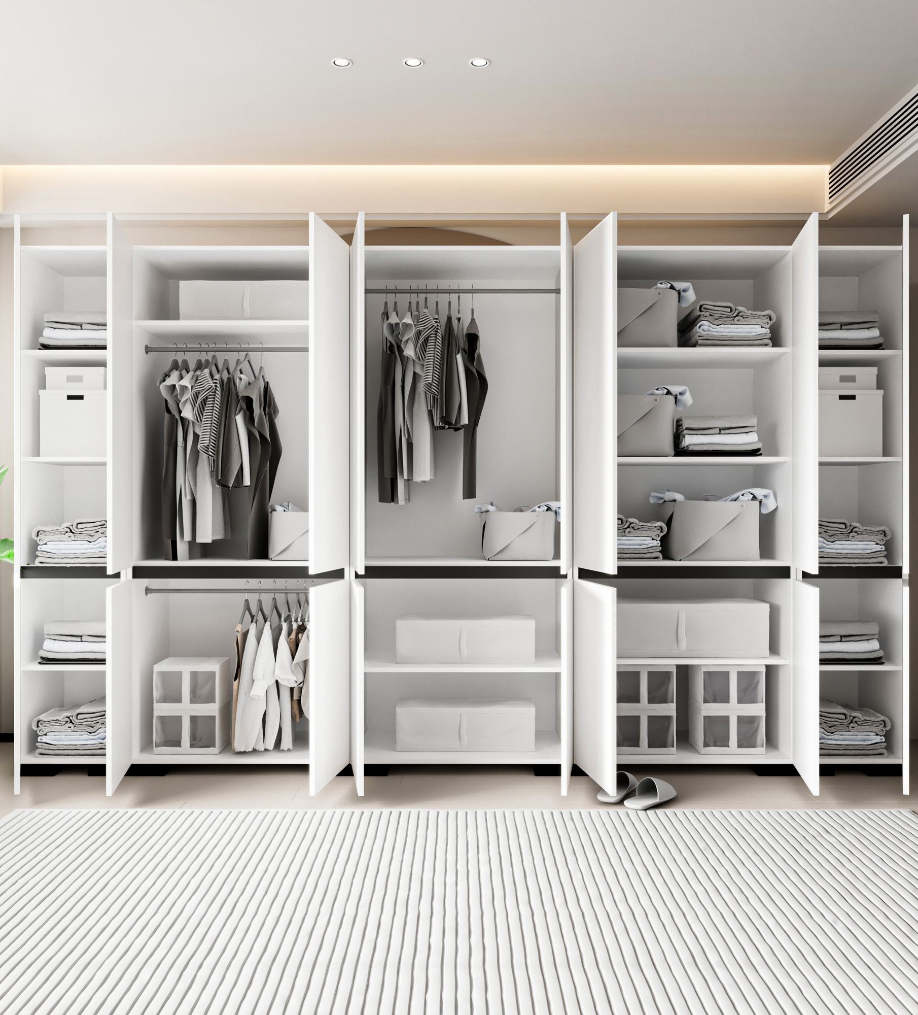 Dulap Hanah Home, PAL melaminat, 360 x 52 x 210 cm, alb/antracit, 469ORN1131 — imaginea 2
